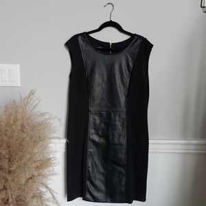 Spense faux leather and knit dress